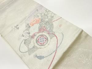 鼓に華紋・花々模様織出し名古屋帯